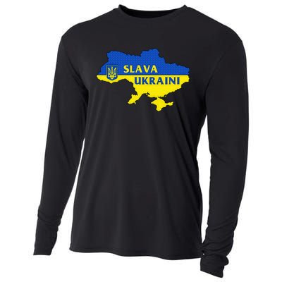 Slava Ukraini Glory To Ukraine Support Ukrainian Flag Cooling Performance Long Sleeve Crew