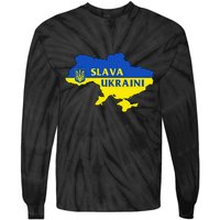 Slava Ukraini Glory To Ukraine Support Ukrainian Flag Tie-Dye Long Sleeve Shirt