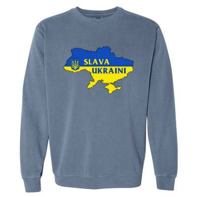 Slava Ukraini Glory To Ukraine Support Ukrainian Flag Garment-Dyed Sweatshirt