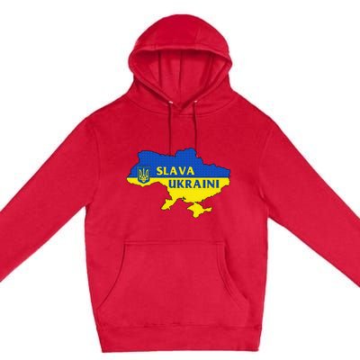 Slava Ukraini Glory To Ukraine Support Ukrainian Flag Premium Pullover Hoodie