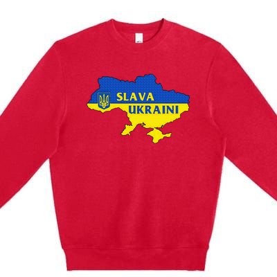 Slava Ukraini Glory To Ukraine Support Ukrainian Flag Premium Crewneck Sweatshirt