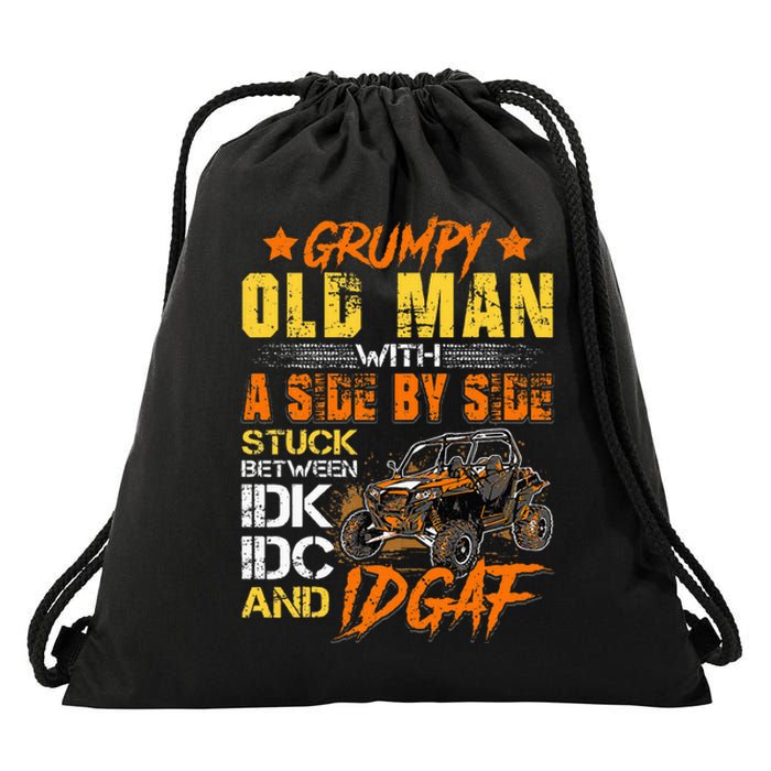 Sxs Utv Grumpy Old Man With Side By Side Drawstring Bag