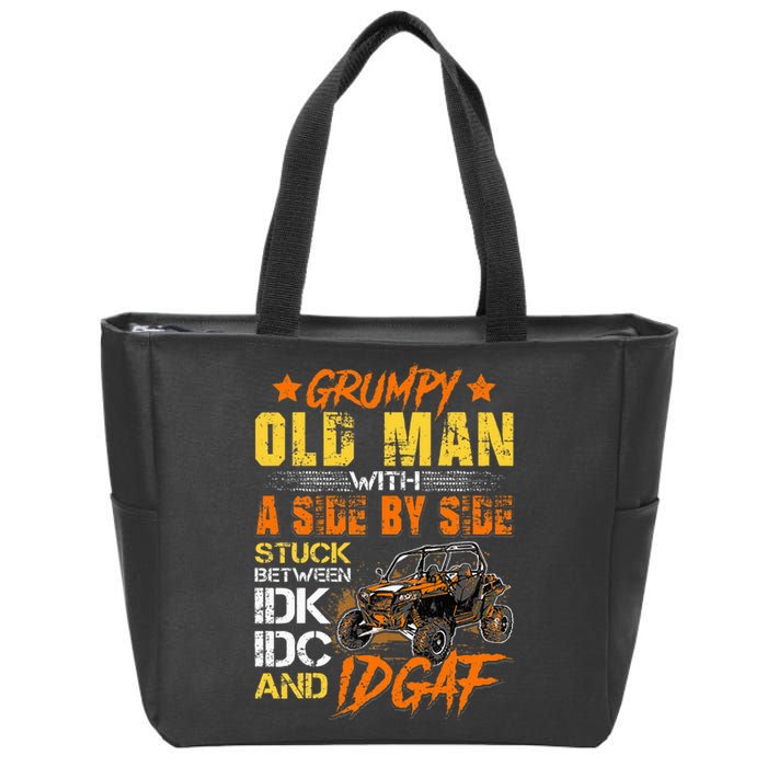 Sxs Utv Grumpy Old Man With Side By Side Zip Tote Bag