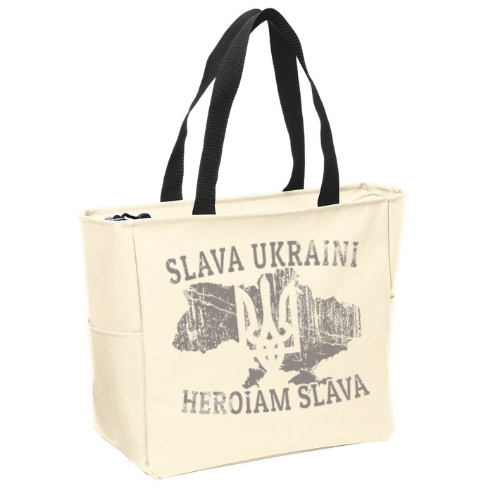 Slava Ukraini Glory To Ukraine Ukrainian Tryzub Zelensky Zip Tote Bag