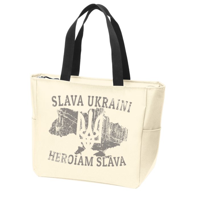 Slava Ukraini Glory To Ukraine Ukrainian Tryzub Zelensky Zip Tote Bag