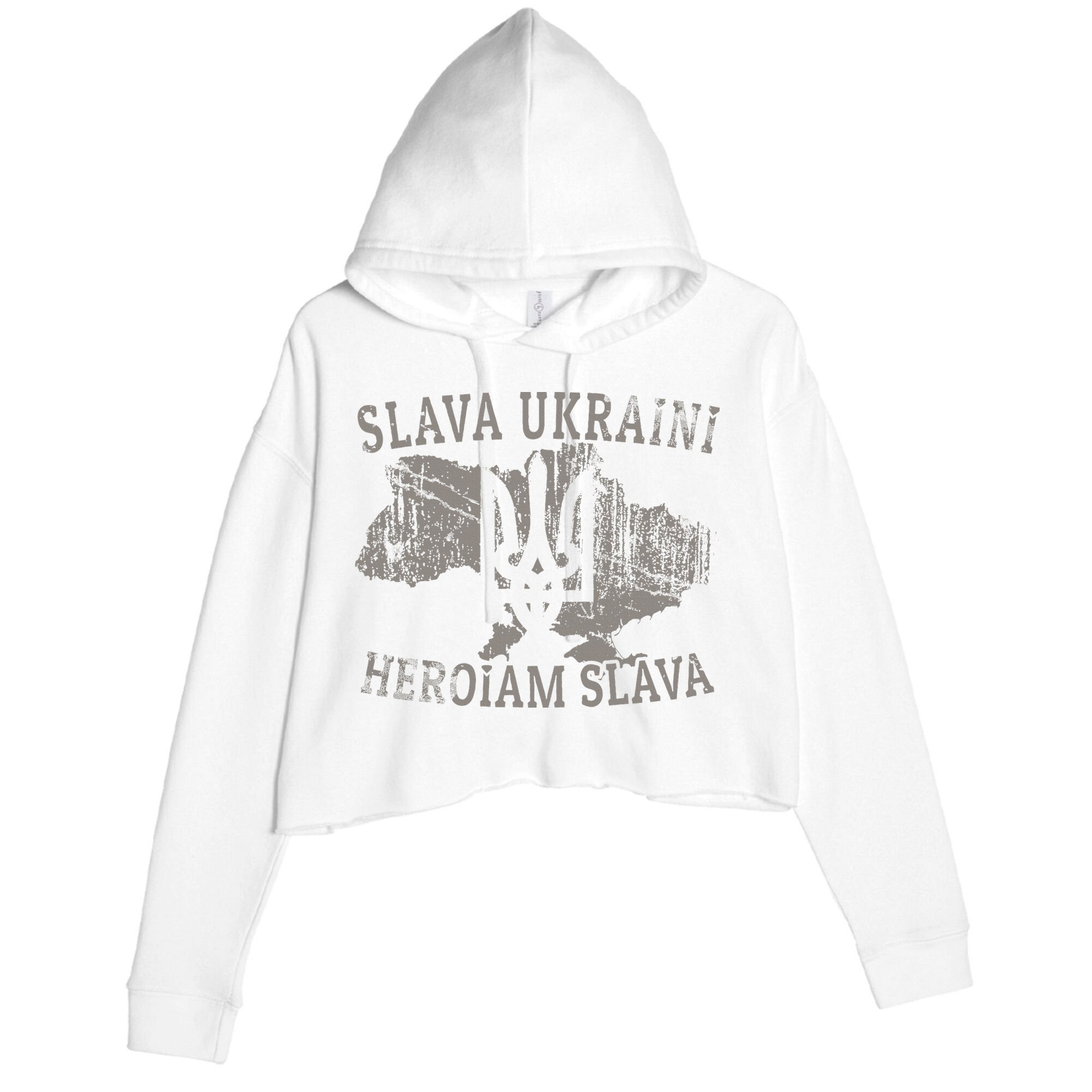 Slava Ukraini Glory To Ukraine Ukrainian Tryzub Zelensky Crop Fleece Hoodie
