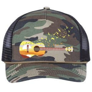 Scenic Uke Guitar Ukulele Lover Guitar Ukulelist Retro Rope Trucker Hat Cap