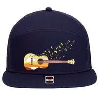 Scenic Uke Guitar Ukulele Lover Guitar Ukulelist 7 Panel Mesh Trucker Snapback Hat