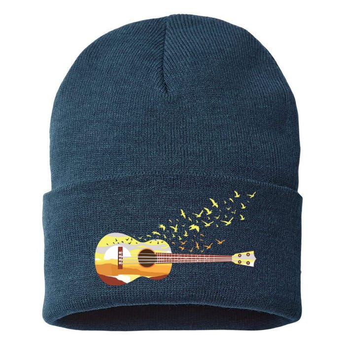 Scenic Uke Guitar Ukulele Lover Guitar Ukulelist Sustainable Knit Beanie