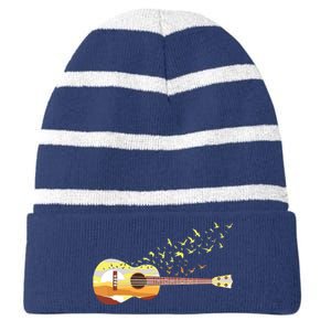 Scenic Uke Guitar Ukulele Lover Guitar Ukulelist Striped Beanie with Solid Band