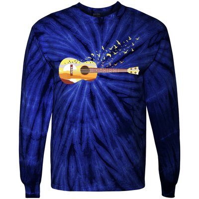 Scenic Uke Guitar Ukulele Lover Guitar Ukulelist Tie-Dye Long Sleeve Shirt