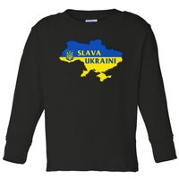 Slava Ukraini Glory To Ukraine Support Ukrainian Flag Toddler Long Sleeve Shirt