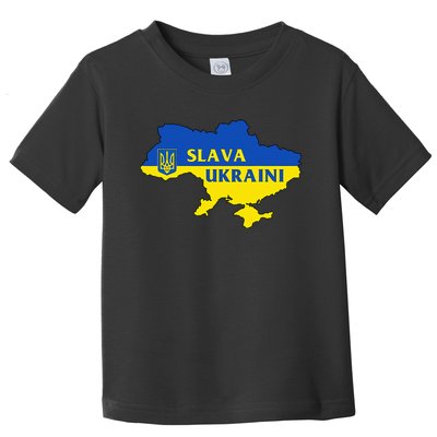 Slava Ukraini Glory To Ukraine Support Ukrainian Flag Toddler T-Shirt