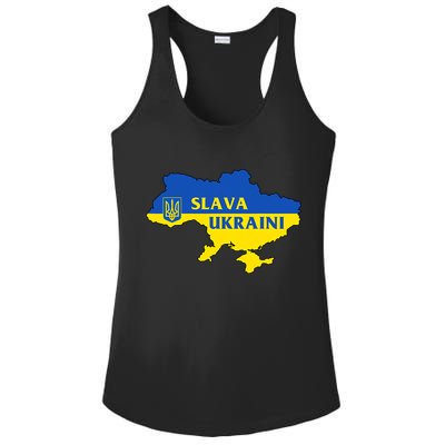 Slava Ukraini Glory To Ukraine Shirt Support Ukrainian Flag Ladies PosiCharge Competitor Racerback Tank