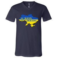 Slava Ukraini Glory To Ukraine Shirt Support Ukrainian Flag V-Neck T-Shirt