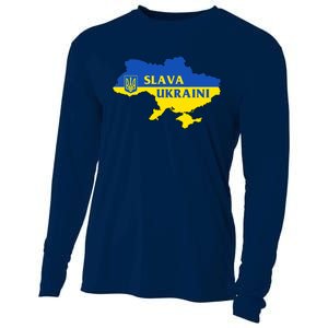 Slava Ukraini Glory To Ukraine Shirt Support Ukrainian Flag Cooling Performance Long Sleeve Crew