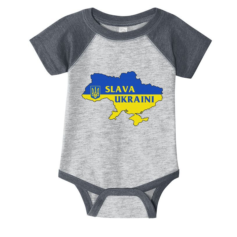 Slava Ukraini Glory To Ukraine Support Ukrainian Flag Infant Baby Jersey Bodysuit