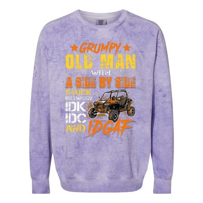 Sxs Utv Grumpy Old Man With Side By Side Colorblast Crewneck Sweatshirt