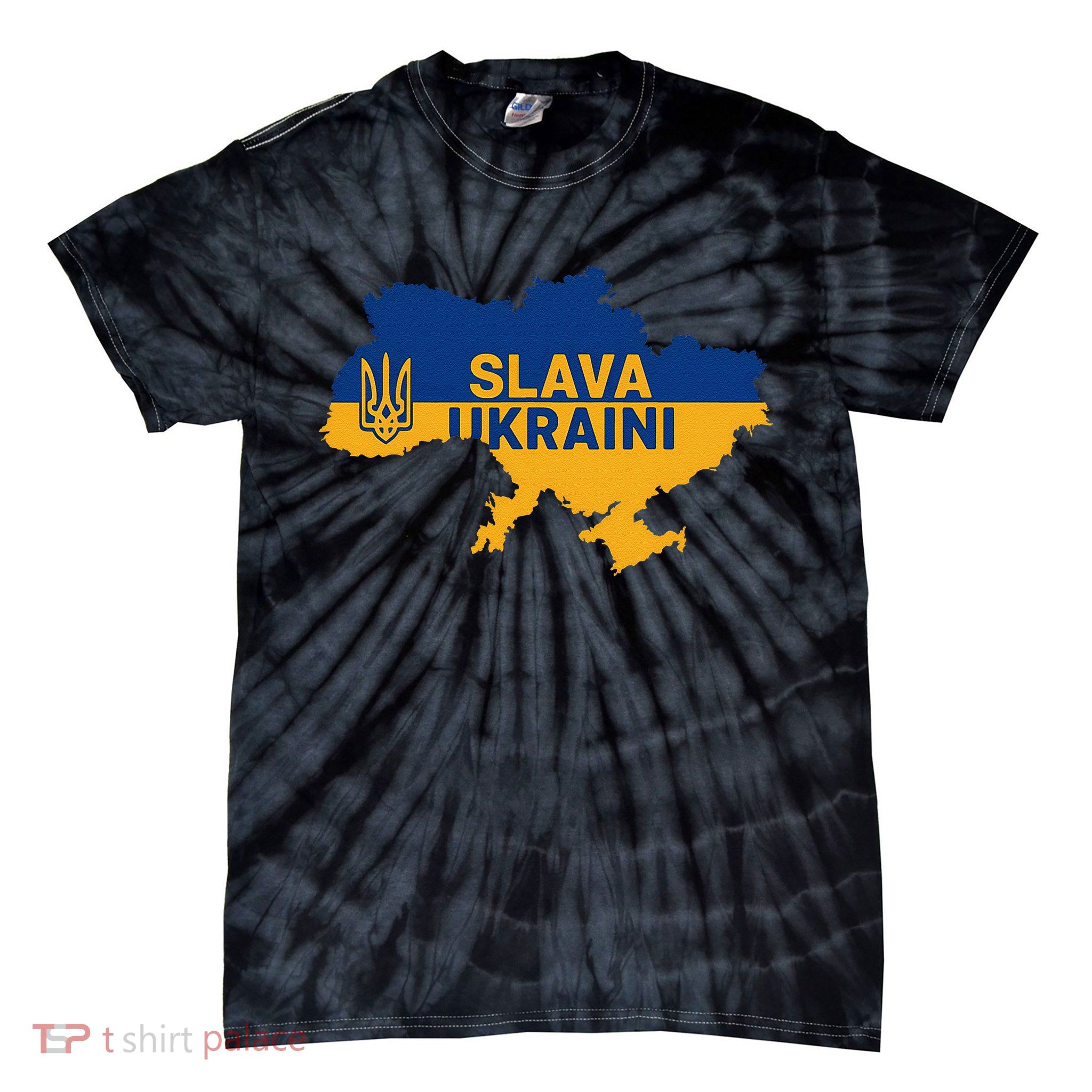 Slava Ukraini Glory to Ukraine Support Ukrainian Flag Tie-Dye T-Shirt