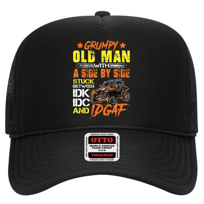 Sxs Utv Grumpy Old Man With Side By Side High Crown Mesh Back Trucker Hat