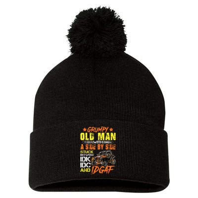 Sxs Utv Grumpy Old Man With Side By Side Pom Pom 12in Knit Beanie