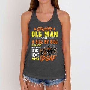 Sxs Utv Grumpy Old Man With Side By Side Women's Knotted Racerback Tank