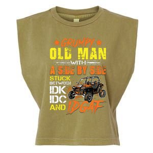 Sxs Utv Grumpy Old Man With Side By Side Garment-Dyed Women's Muscle Tee