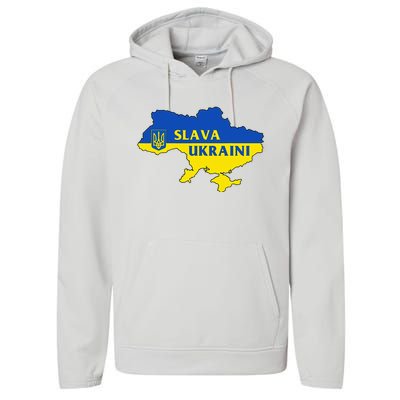 Slava Ukraini Glory To Ukraine Support Ukrainian Flag Performance Fleece Hoodie