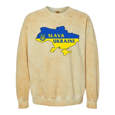 Slava Ukraini Glory To Ukraine Support Ukrainian Flag Colorblast Crewneck Sweatshirt