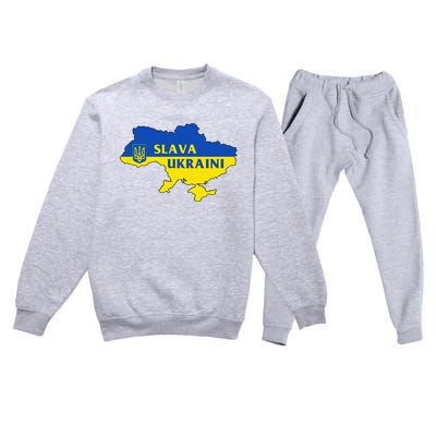 Slava Ukraini Glory To Ukraine Support Ukrainian Flag Premium Crewneck Sweatsuit Set