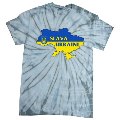 Slava Ukraini Glory To Ukraine Support Ukrainian Flag Tie-Dye T-Shirt