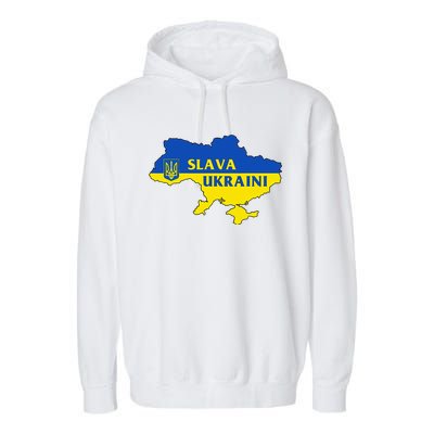 Slava Ukraini Glory To Ukraine Support Ukrainian Flag Garment-Dyed Fleece Hoodie