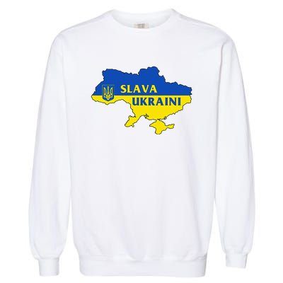 Slava Ukraini Glory To Ukraine Support Ukrainian Flag Garment-Dyed Sweatshirt