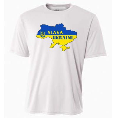 Slava Ukraini Glory To Ukraine Support Ukrainian Flag Cooling Performance Crew T-Shirt