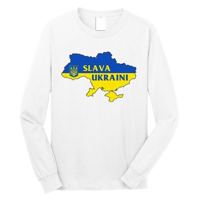 Slava Ukraini Glory To Ukraine Support Ukrainian Flag Long Sleeve Shirt