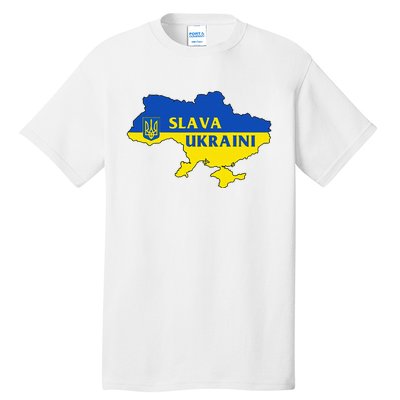 Slava Ukraini Glory To Ukraine Support Ukrainian Flag Tall T-Shirt