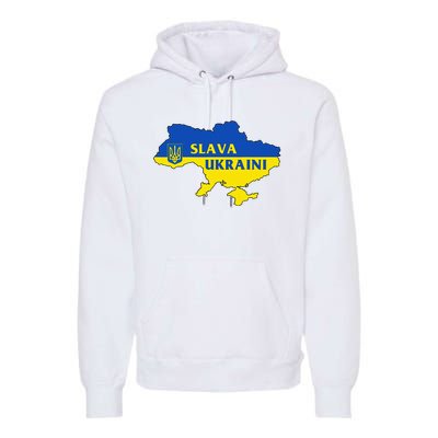 Slava Ukraini Glory To Ukraine Support Ukrainian Flag Premium Hoodie