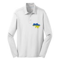 Slava Ukraini Glory To Ukraine Support Ukrainian Flag Silk Touch Performance Long Sleeve Polo