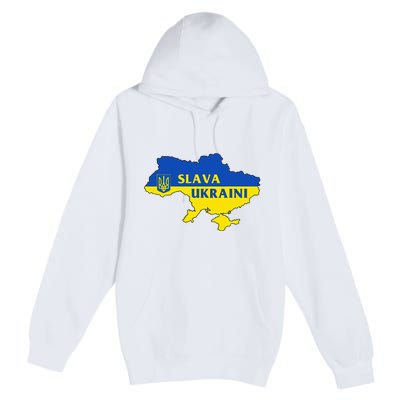 Slava Ukraini Glory To Ukraine Support Ukrainian Flag Premium Pullover Hoodie