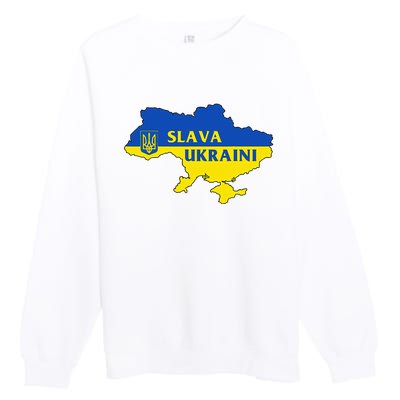 Slava Ukraini Glory To Ukraine Support Ukrainian Flag Premium Crewneck Sweatshirt