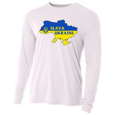 Slava Ukraini Glory To Ukraine Support Ukrainian Flag Cooling Performance Long Sleeve Crew