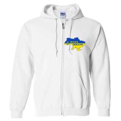 Slava Ukraini Glory To Ukraine Support Ukrainian Flag Full Zip Hoodie