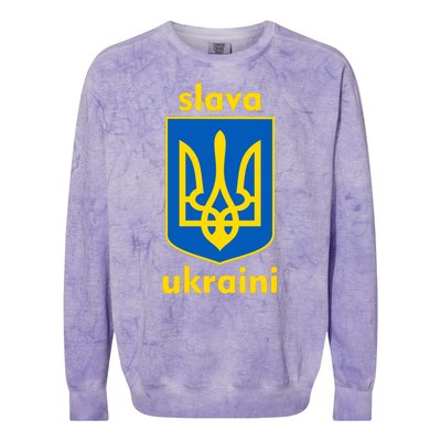 Slava Ukraini Glory To Ukraine Trident Stand Support Colorblast Crewneck Sweatshirt