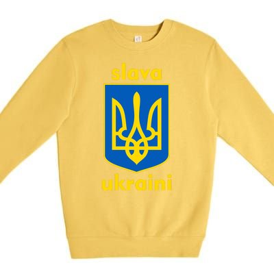 Slava Ukraini Glory To Ukraine Trident Stand Support Premium Crewneck Sweatshirt