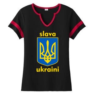 Slava Ukraini Glory To Ukraine Trident Stand Support Ladies Halftime Notch Neck Tee