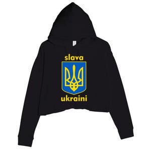 Slava Ukraini Glory To Ukraine Trident Stand Support Crop Fleece Hoodie