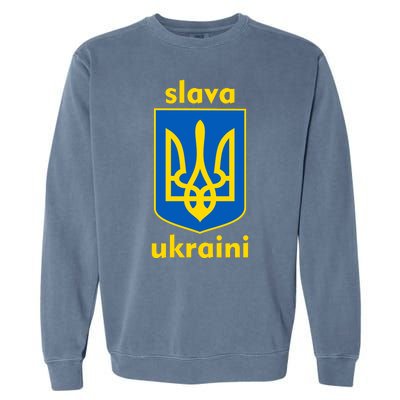 Slava Ukraini Glory To Ukraine Trident Stand Support Garment-Dyed Sweatshirt