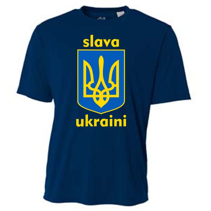 Slava Ukraini Glory To Ukraine Trident Stand Support Cooling Performance Crew T-Shirt