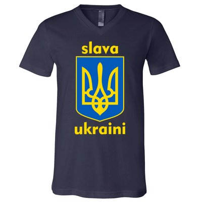 Slava Ukraini Glory To Ukraine Trident Stand Support V-Neck T-Shirt