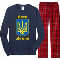 Slava Ukraini Glory To Ukraine Trident Stand Support Long Sleeve Pajama Set